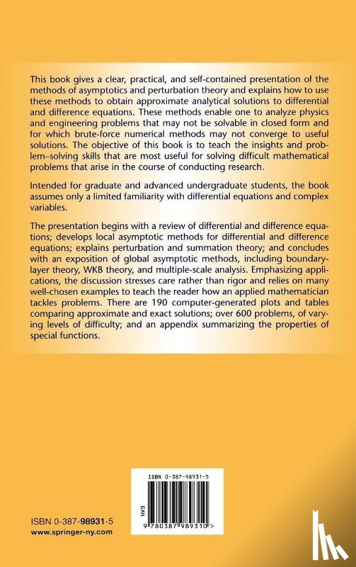Bender, Carl M., Orszag, Steven A. - Advanced Mathematical Methods for Scientists and Engineers I