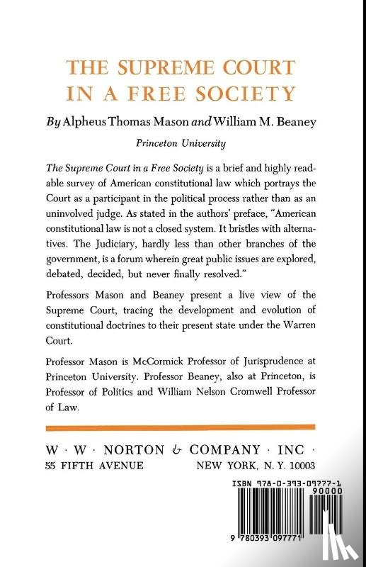 Mason, Alpheus Thomas, Beaney, William M. - The Supreme Court in a Free Society