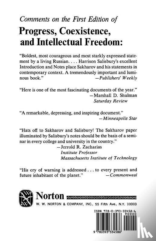 Sakharov, Andrei - Progress, Coexistence, and Intellectual Freedom