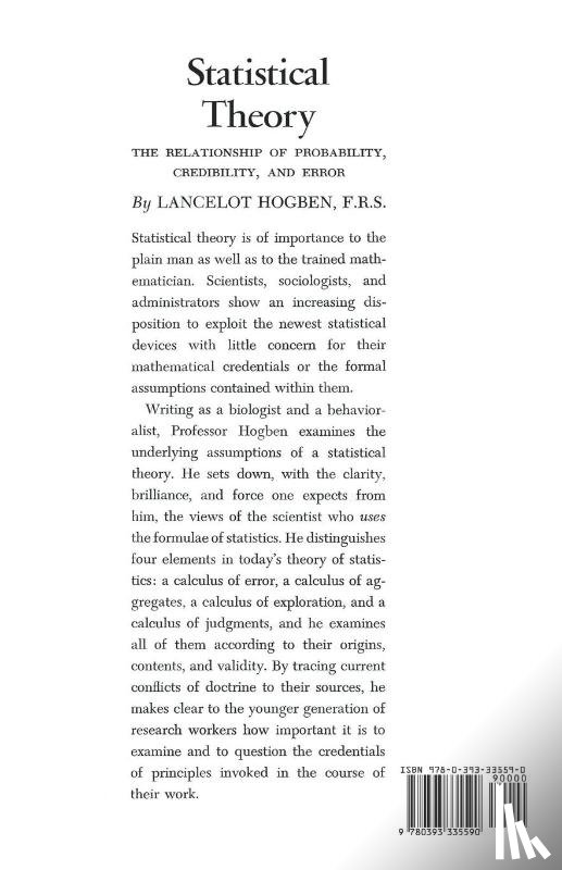 Hogben, Lancelot - Statistical Theory