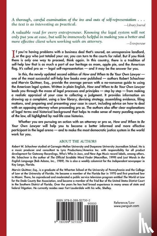 Schachner, Robert W. (Robert W. Schachner) - How and When to be Your Own Lawyer