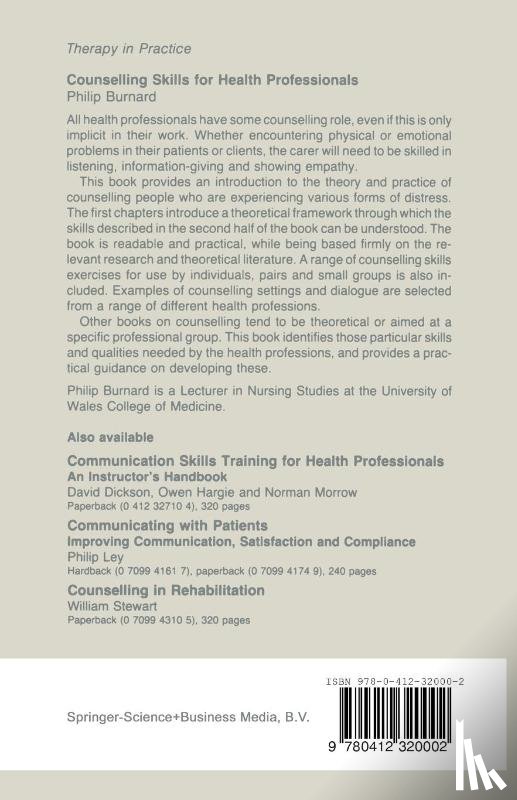 Burnard, Philip - Counselling Skills for Health Professionals