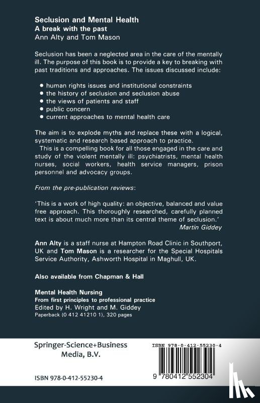 Alty, Ann, Mason, Tom - Seclusion and Mental Health