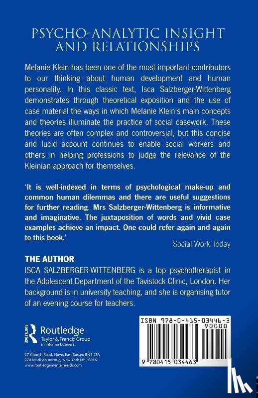 Salzberger-Wittenberg, Isca - Psycho-Analytic Insight and Relationships