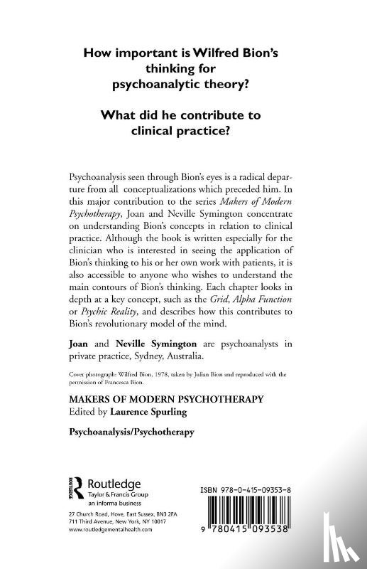 Symington, Joan, Symington, Neville - The Clinical Thinking of Wilfred Bion