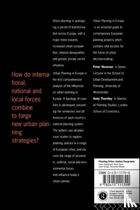 Newman, Peter, Thornley, Andy - Urban Planning in Europe