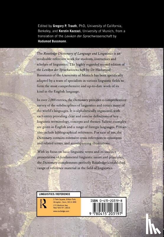 Bussmann, Hadumod - Routledge Dictionary of Language and Linguistics