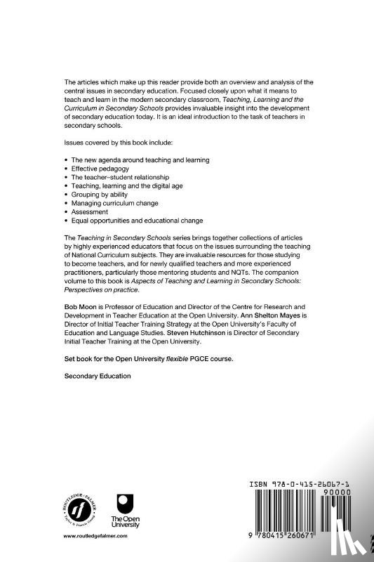  - Teaching, Learning and the Curriculum in Secondary Schools