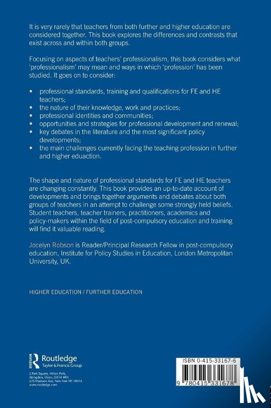 Robson, Jocelyn (London Metropolitan University - Teacher Professionalism in Further and Higher Education
