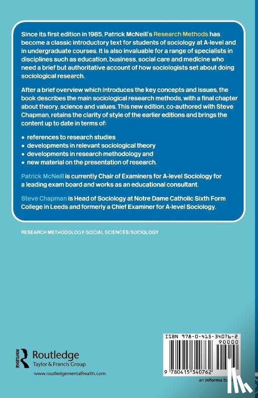 Chapman, Steve (Notre Dame Catholic Sixth Form College, McNeill, Patrick, Mcneill, Patrick (Education Training and Publishing Consultant - Research Methods