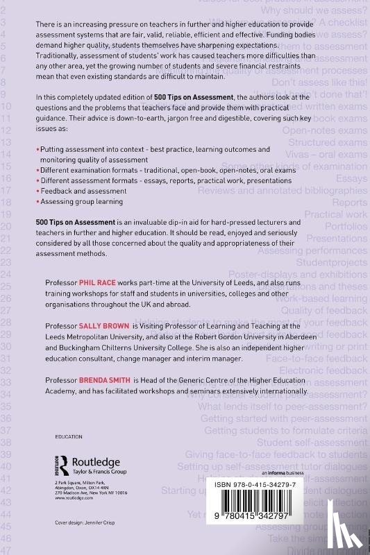 Brown, Sally (Leeds Metropolitan University, Race, Phil, Smith, Brenda - 500 Tips on Assessment