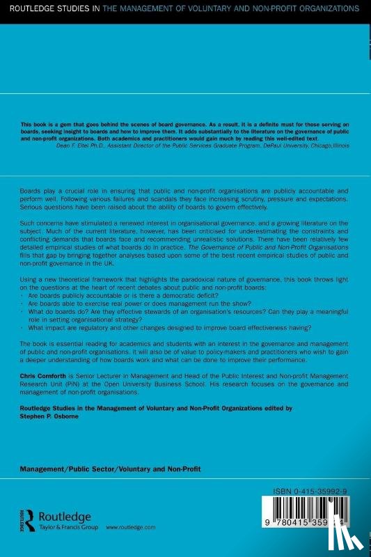  - The Governance of Public and Non-Profit Organizations