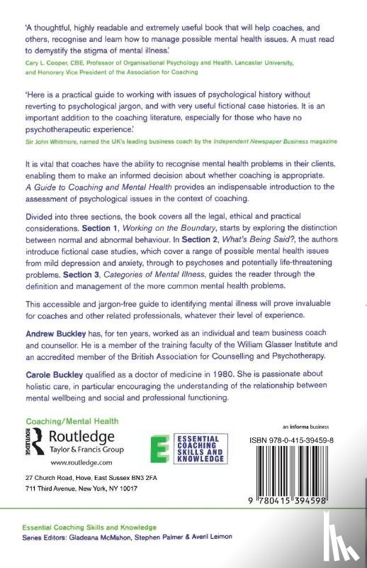 Buckley, Andrew, Buckley, Carole - A Guide to Coaching and Mental Health