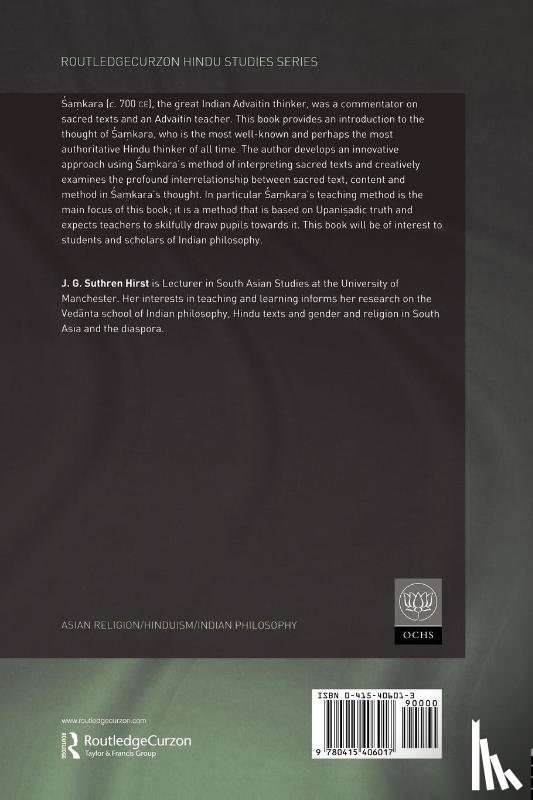 Hirst, Jacqueline G. Suthren (University of Manchester - Samkara's Advaita Vedanta