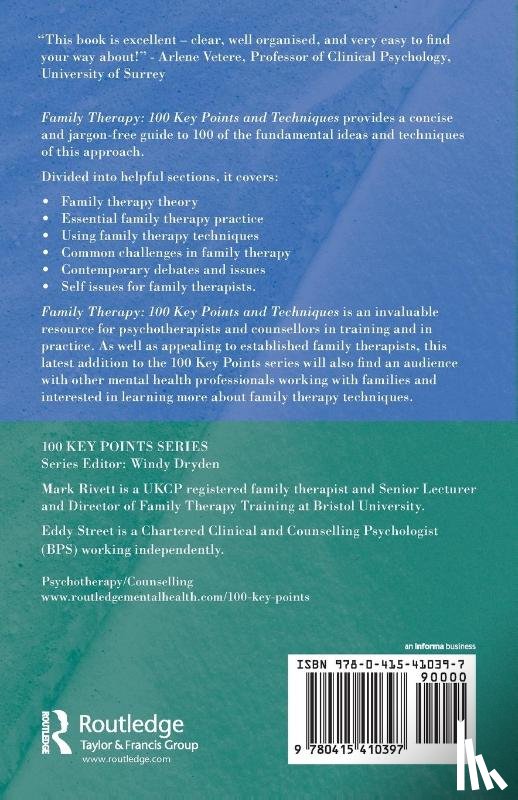 Rivett, Mark (Director of Family and Systemic Psychotherapy training, Street, Eddy (Child and Adolescent Mental Health Service - Family Therapy