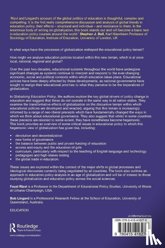 Rizvi, Fazal (University of Melbourne, Lingard, Bob (University of Queensland - Globalizing Education Policy