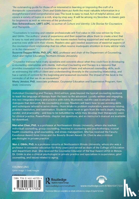 Chen, Mei-whei (Northeastern Illinois University, Giblin, Nan J. (Northeastern Illinois University - Individual Counseling and Therapy