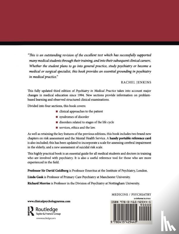 Goldberg, Prof David (Institute of Psychiatry, Gask, Linda (Manchester University, Morriss, Richard (University of Nottingham - Psychiatry in Medical Practice