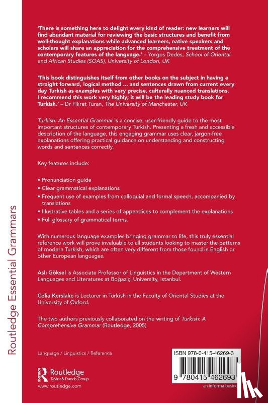 Kerslake, Celia (The University of Oxford, Goksel, Asli (Bogazici Uiversity - Turkish: An Essential Grammar