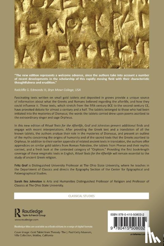 Graf, Fritz, Johnston, Sarah, Johnston, Sarah Iles (Ohio State University - Ritual Texts for the Afterlife