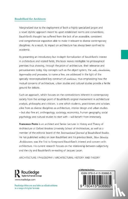 Proto, Francesco (University of Lincoln - Baudrillard for Architects