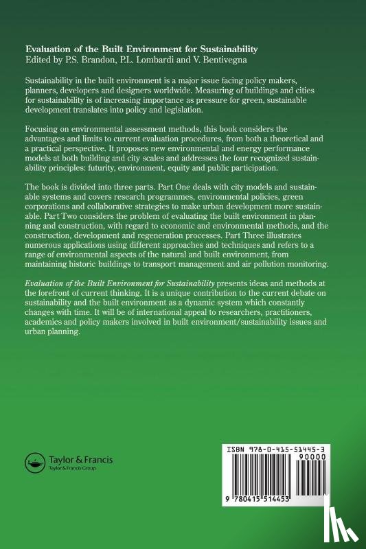  - Evaluation of the Built Environment for Sustainability