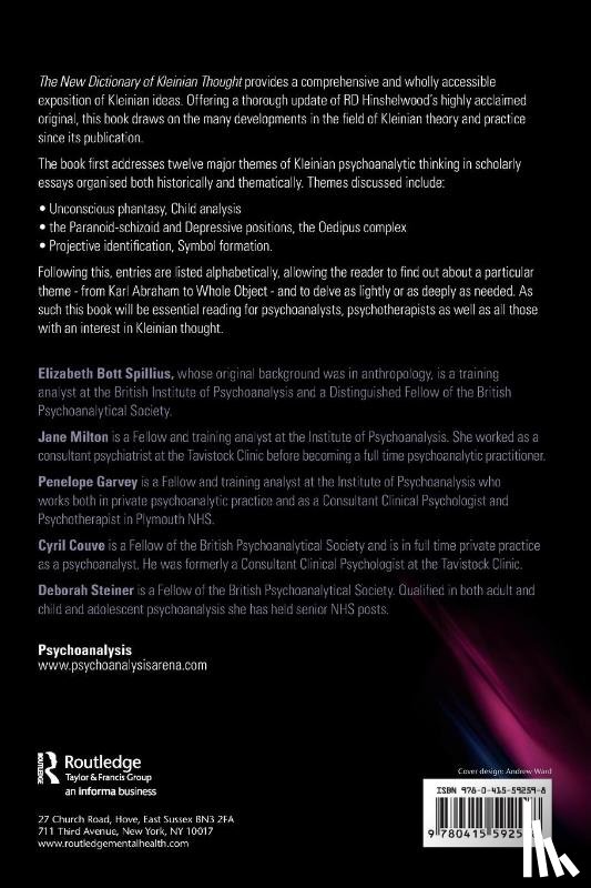 Bott Spillius, Elizabeth (British Psychoanalytical Society, Milton, Jane (The Melanie Klein Trust, Garvey, Penelope (psychoanalyst, Couve, Cyril (psychoanalyst - The New Dictionary of Kleinian Thought