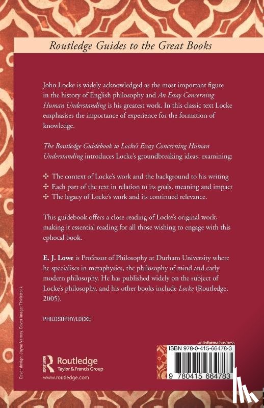 Lowe, E. J. (University of Durham - The Routledge Guidebook to Locke's Essay Concerning Human Understanding