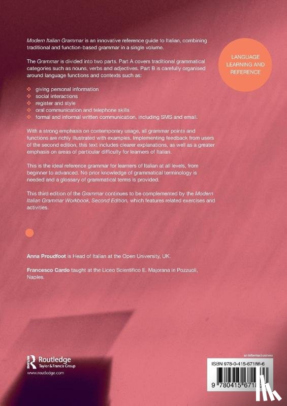 Proudfoot, Anna (The Open University, Cardo, Francesco (Previoulsy at Liceo Classico/Scientifico E. Majorana - Modern Italian Grammar