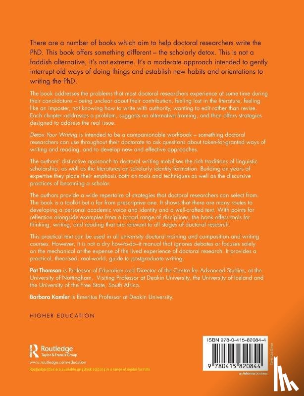 Thomson, Pat (University of Nottingham, Kamler, Barbara (Deakin University - Detox Your Writing