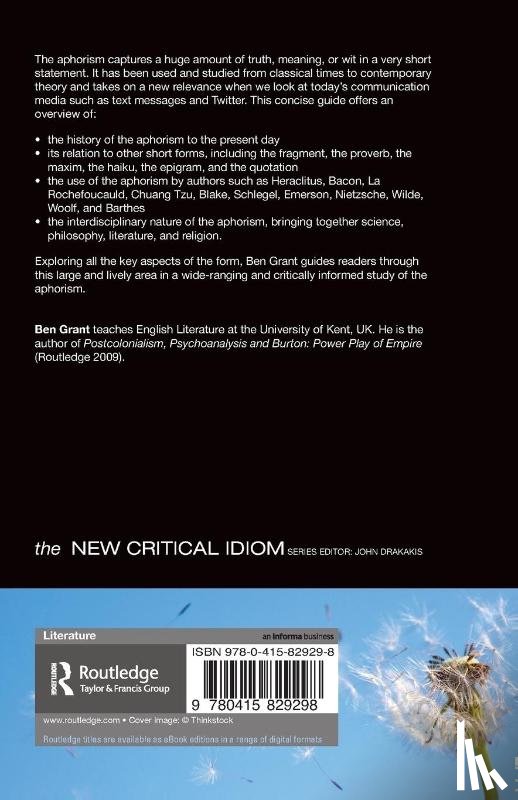 Grant, Ben (University of Kent - The Aphorism and Other Short Forms