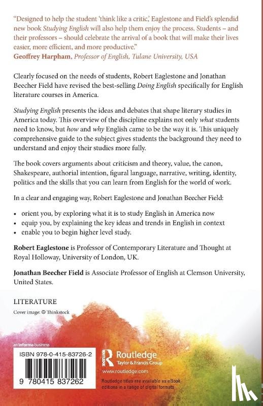 Eaglestone, Robert (Royal Holloway, Beecher Field, with Jonathan (Clemson University - Studying English