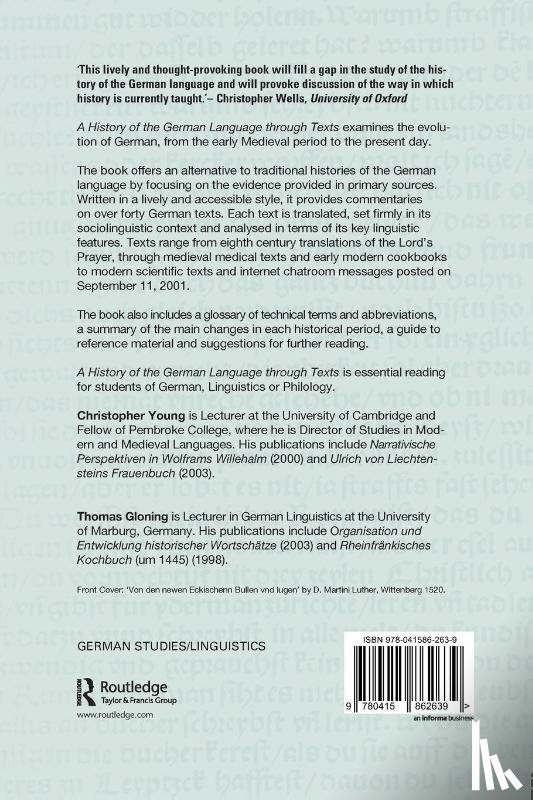 Gloning, Thomas, Young, Christopher - A History of the German Language Through Texts