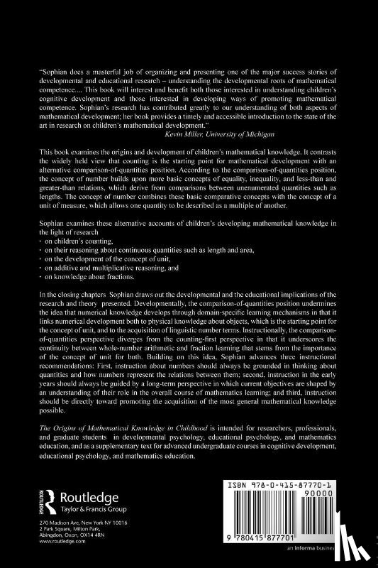 Sophian, Catherine - The Origins of Mathematical Knowledge in Childhood