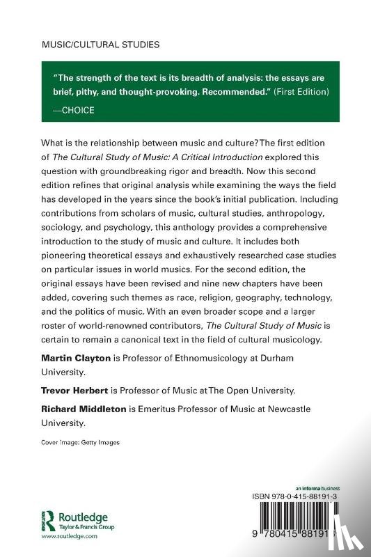  - The Cultural Study of Music