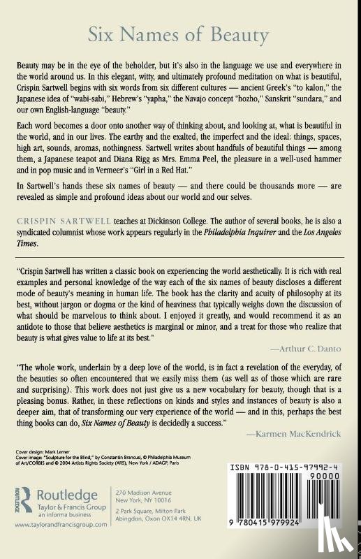 Sartwell, Crispin - Six Names of Beauty