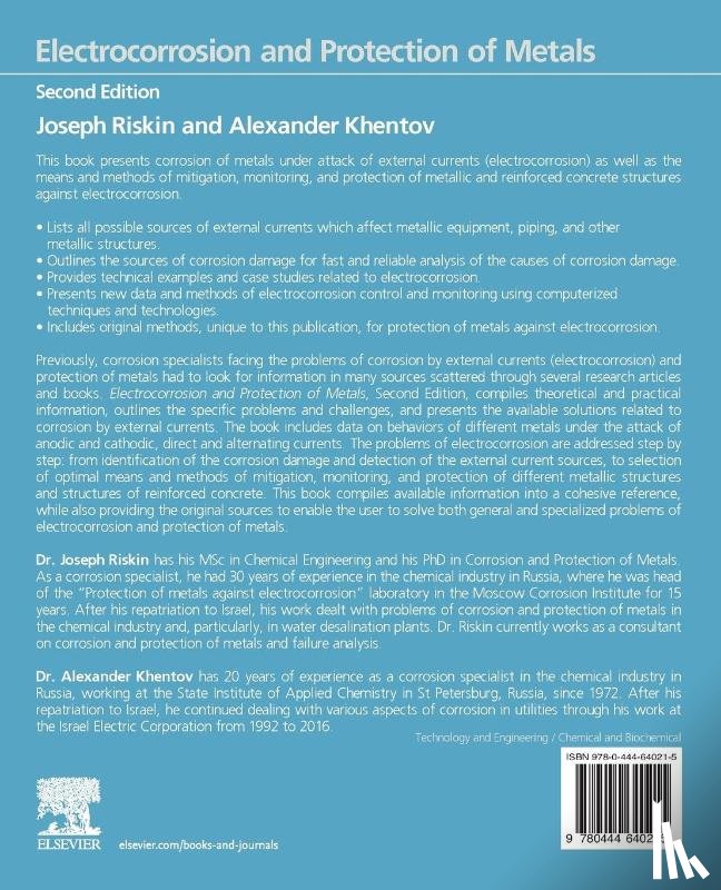 Riskin, Joseph (formerly Head of Laboratory, Khentov, Alexander (Consultant - Electrocorrosion and Protection of Metals