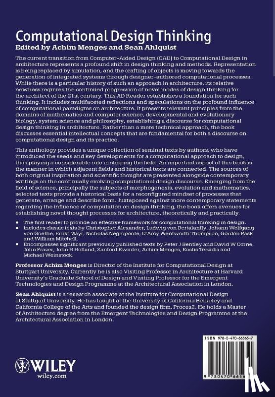 Menges, Achim (Architectural Association), Ahlquist, Sean (ICD Institute for Computational Design) - Computational Design Thinking