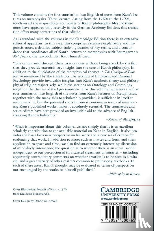 Kant, Immanuel - Lectures on Metaphysics