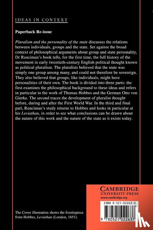 Runciman, David (University of Cambridge) - Pluralism and the Personality of the State