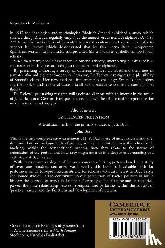 Tatlow, Ruth - Bach and the Riddle of the Number Alphabet