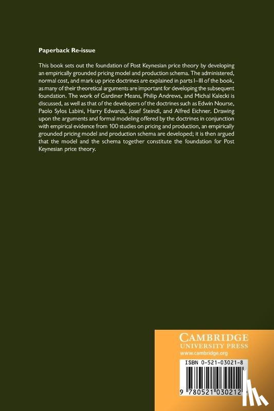 Lee, Frederic S. (De Montfort University - Post Keynesian Price Theory