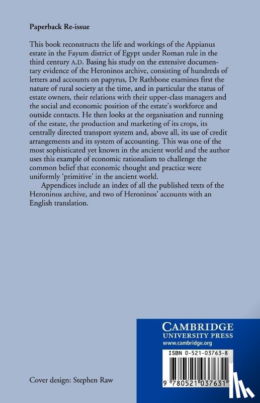Rathbone, Dominic (King's College London) - Economic Rationalism and Rural Society in Third-Century AD Egypt