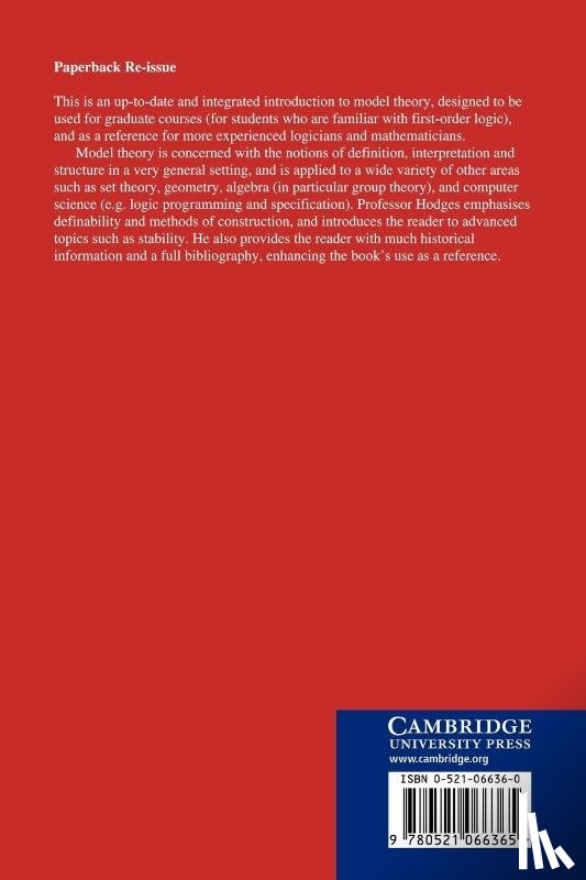 Hodges, Wilfrid (Queen Mary University of London) - Model Theory