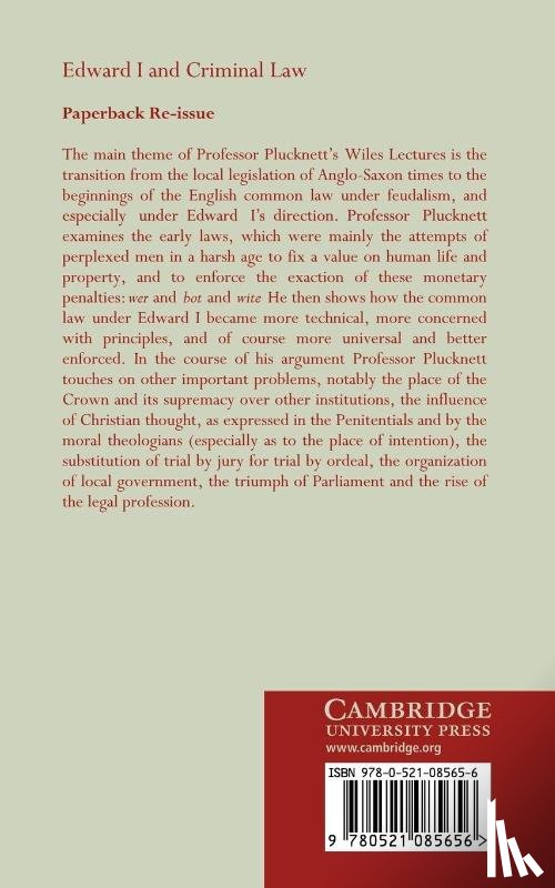 Plucknett, T. F. T. - Edward I and Criminal Law