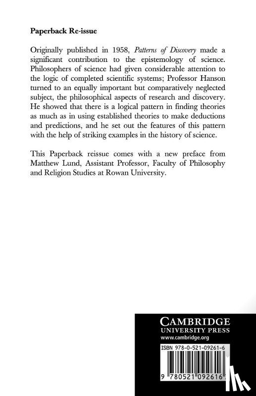 Hanson, Norwood Russell - Patterns of Discovery: An Inquiry into the Conceptual Foundations of Science