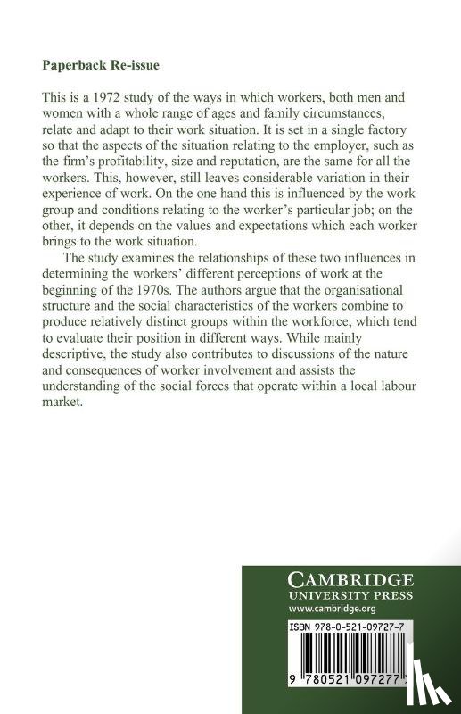 Beynon, H. (University of Bristol), Blackburn, R. M. (University of Cambridge) - Perceptions of Work