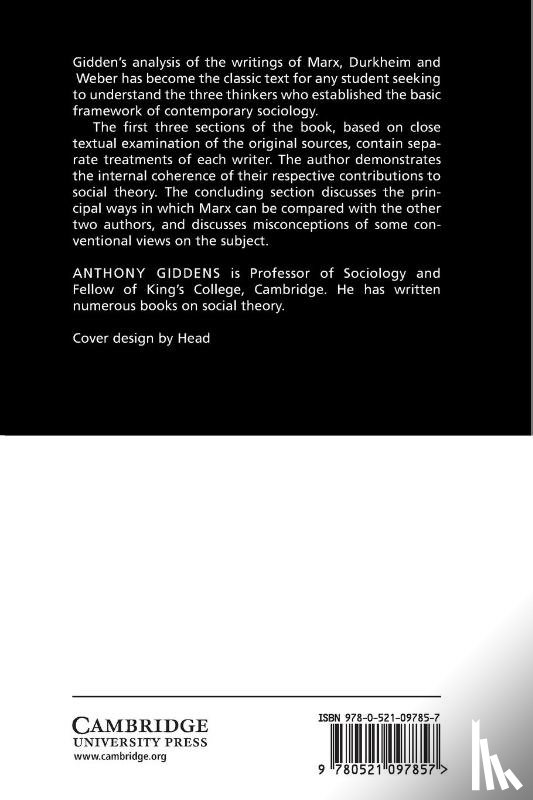 Giddens, Anthony (King's College - Capitalism and Modern Social Theory