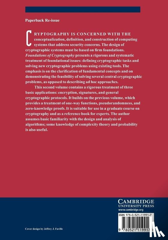 Goldreich, Oded (Weizmann Institute of Science - Foundations of Cryptography: Volume 2, Basic Applications