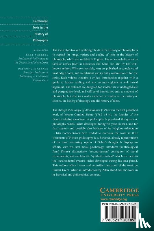Wood, Allen (Indiana University - Fichte: Attempt at a Critique of All Revelation